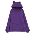 thumbnail image 5 of Women Novelty Frog Hoodie Cute Long Sleeve Solid Color Hooded Sweatshirt with Flap Pocket, 5 of 7