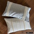thumbnail image 4 of Funda de almohada lumbar decorativa HomeCentric, gris, 30 x 40 cm (12 x 16 pulgadas), con encaje de yute y perlas. Funda de almohada rectangular hecha a mano para sofá, cama, patio y exterior. Color, 4 of 8