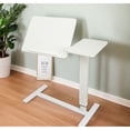thumbnail image 2 of Ergonomic Adjustable Overbed Bedside Desk with Height Adjustment, Smooth Rolling Wheels Portable Bedside Table for Working, Reading, and Dining (White), 2 of 12