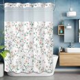 thumbnail image 6 of No Hook Shower Curtains with Snap-in Liner Set, Watercolor Floral Waterproof Hotel Style Bathroom Shower Curtain, Spring Botanical Flowers Tree Branches Breathable Mesh Top Bath Curtains 60''x72'', 6 of 9