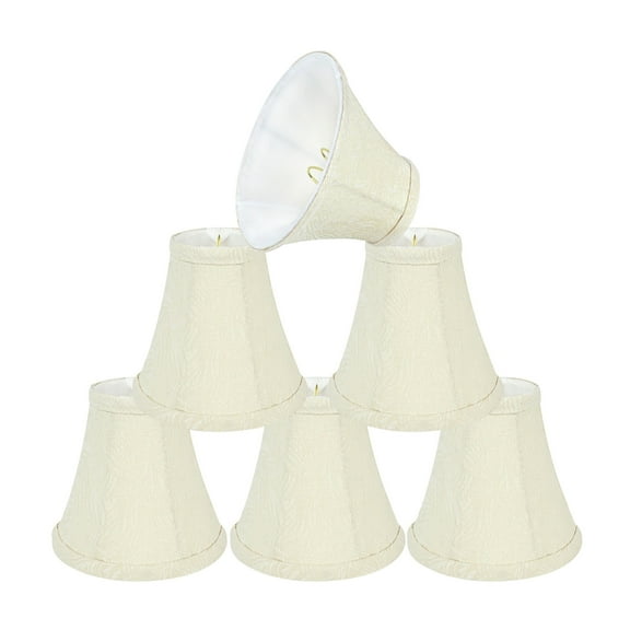 Aspen Creative 30076-6 Small Bell Shape Chandelier Clip-On Lamp Shade Set (6 Pack), Transitional Design in Beige, 6" bottom width (3" x 6" x 5" )