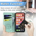 thumbnail image 4 of Cartoon Case for iPhone 13 Pro Max(2021), Allytech Embossed Animal PU Leather Impact Resistant TPU Back Card Slots Magnetic Closure Hand Strap Stand Cover for iPhone 13 Pro Max 6.7" 2021, Green, 4 of 4