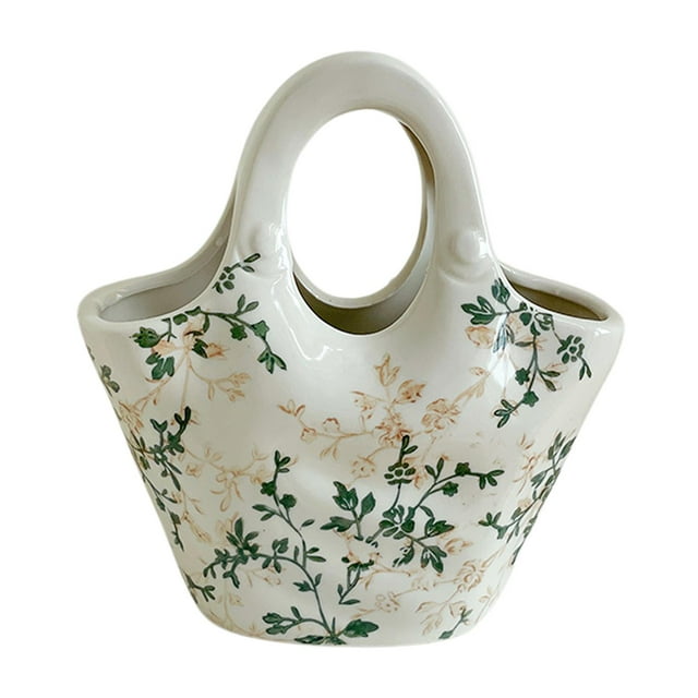 Jarrón floral de cerámica chinoiserie, jarrón decorativo, jarrón con capullos, decoración para plantas. Estilo C