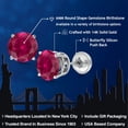 thumbnail image 2 of Gem Stone King 14K White Gold Red Created Ruby Stud Earrings for Women Men (2.00 Cttw, Round 6MM), 2 of 6