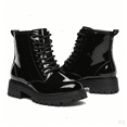 thumbnail image 2 of LuckLilac Kids Combat Boots Girls Classic Ankle Booties Side Zipper Waterproof Shoes for School Outdoor,Black 1M, 2 of 7