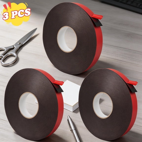 Double Sided Tape Heavy Duty, Waterproof Mounting Foam Tape, 3 Pcs 295ft Length(Single Roll: 98.5 ft) Width (0.78"/0.98"/1.18") High Temperature Resistant Adhesive Tape for Car LED Strip Light Office