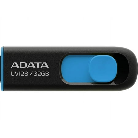 Image of ADATA AUV128-32G-RBE DashDrive Series UV128 32GB USB 3.0 Flash Drive Black/Blue