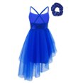 thumbnail image 2 of Raenseen Girls Kids Sleeveless Shiny Sequins Dance Leotard Dresses with Hair Tie Lyrical Latin Blue 3XL, 2 of 7