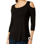 JM Collection Women's Cold Shoulder Top Black Size Petite Small