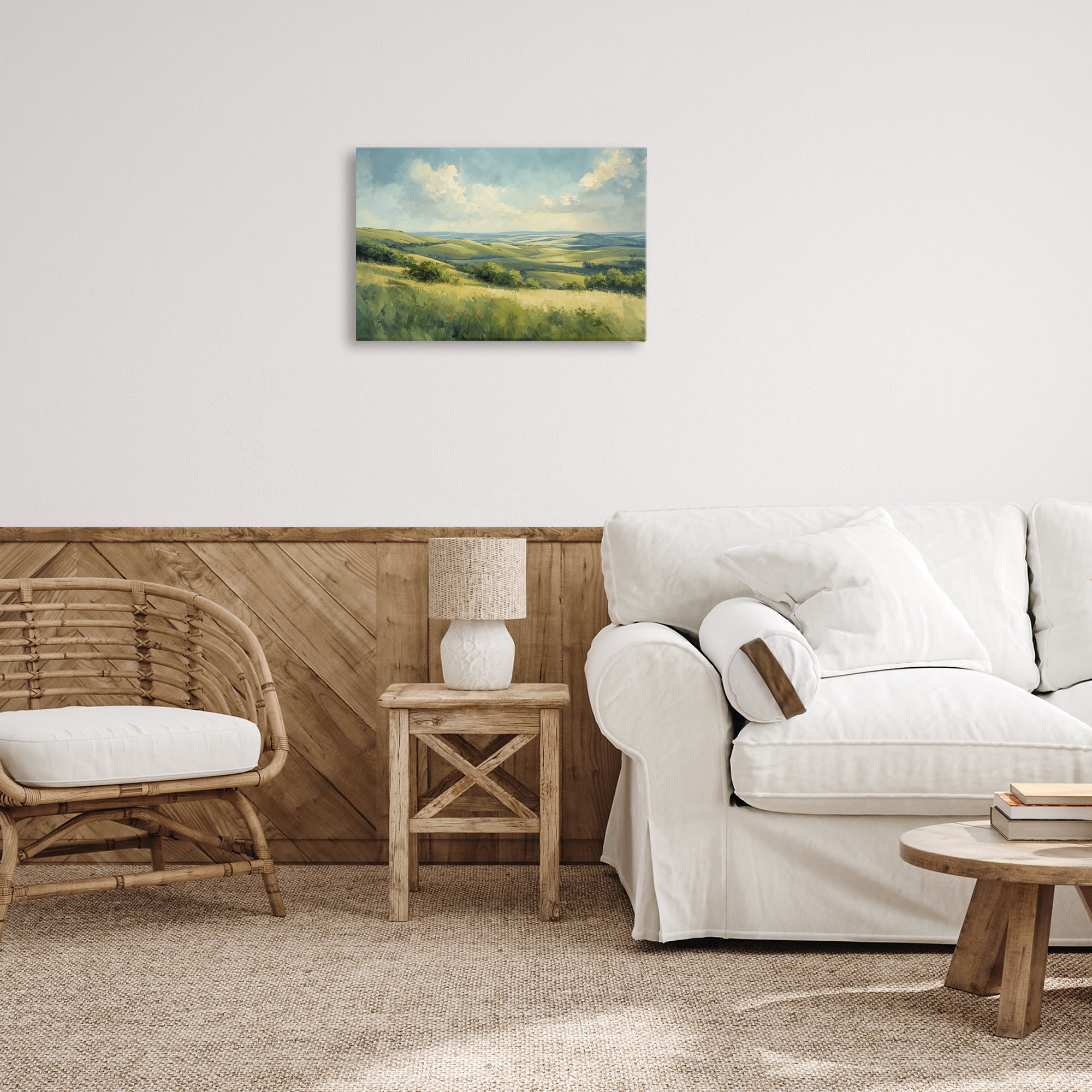 Stupell Industries Rolling Emerald Horizon Landscape & Nature Painting Wrapped Canvas Art Print Wall Art, 24 x 16