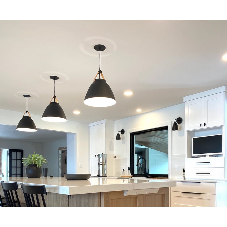 Maxim Nordic Collection 18" Pendant Light - Tan Leather & White, Adjustable Height, Dimmable