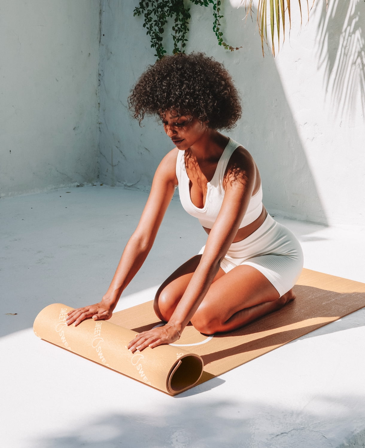 Sweet Sweat Yoga Mat - Dual Sided W/ Strap, Tan