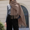 thumbnail image 2 of HNMKIU Women's Winter Solid Color Tassel Shawl Warm Scarf Set for Cozy Fashion Statement,One Size, 2 of 4