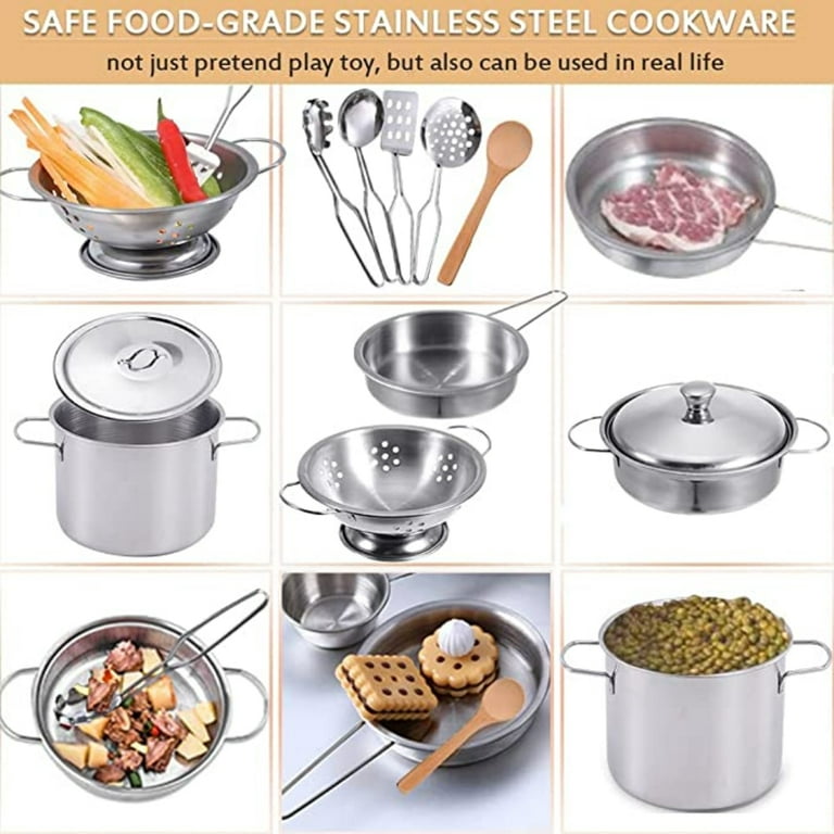 Food Grade Safe Real Mini Cooking Set Metal Cookware & Stove Tiny