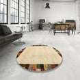 thumbnail image 3 of Ahgly Company Indoor Round Contemporary Sun Yellow Solid Area Rugs, 4' Round, 3 of 6