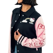 Sanrio Hello Kitty Varsity Jacket Women's Embroidered Rainbow Patch Button Up