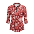 thumbnail image 2 of Uorisanigo Cute Heart Womens Golf Shirt Quick Dry Casual Women's 3/4 Sleeve Athletic Golf Shirts Quarter Zip Workout Tops Comfortable Fashionable Tennis Tops Workout Sports, 2 of 7