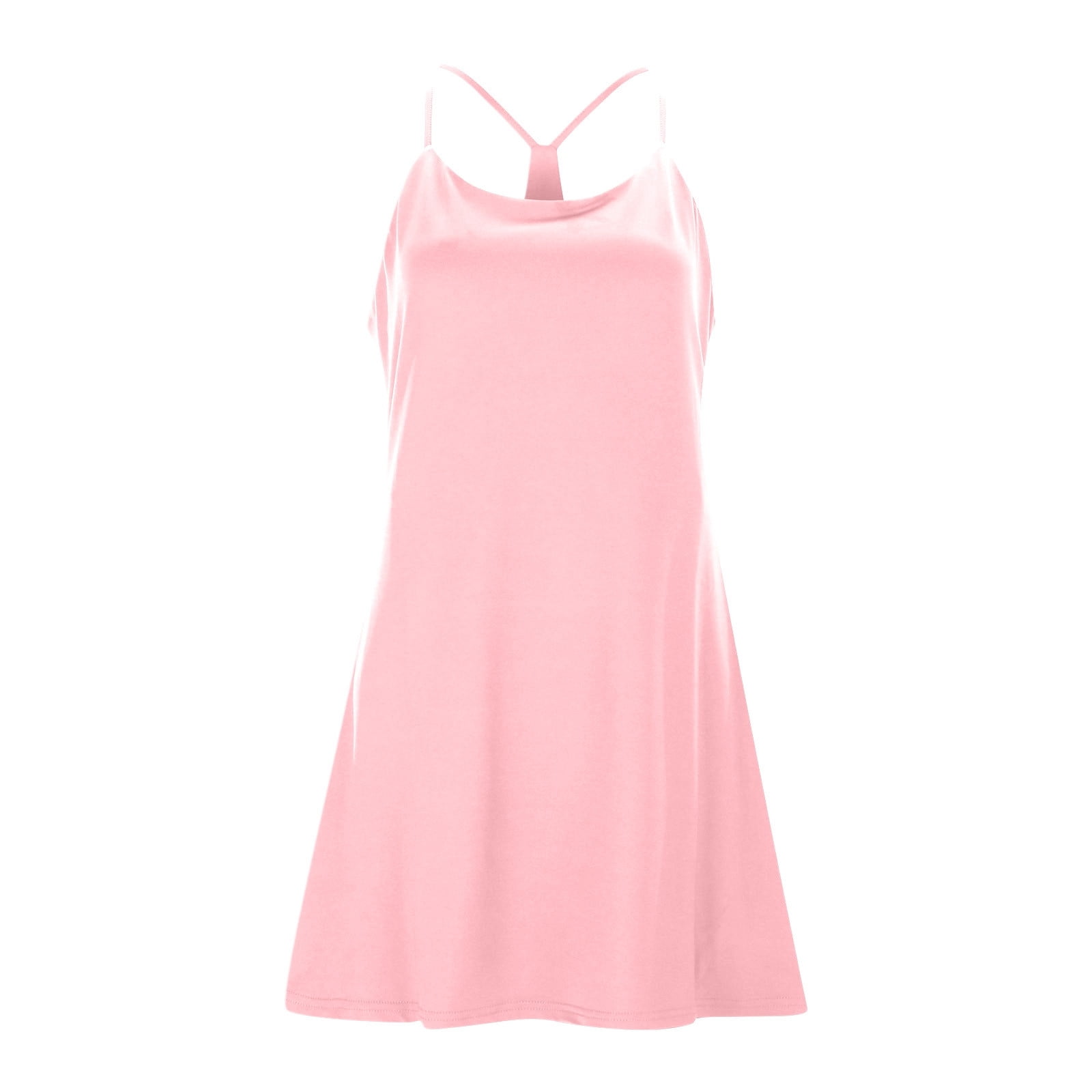 HJYCHN Women Square Neck Sleeveless Tennis Athletic Workout Yoga Dress with Side Slit Flare Casual Comfort Fit Pink XXL