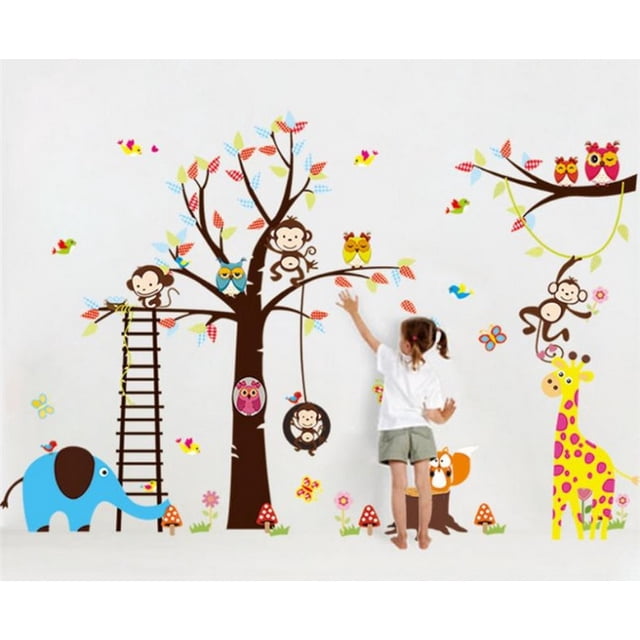 Vinil Decorativo Infantil Cuarto Estancia Árbol Zoológico Dara Baby Syene VinDe107