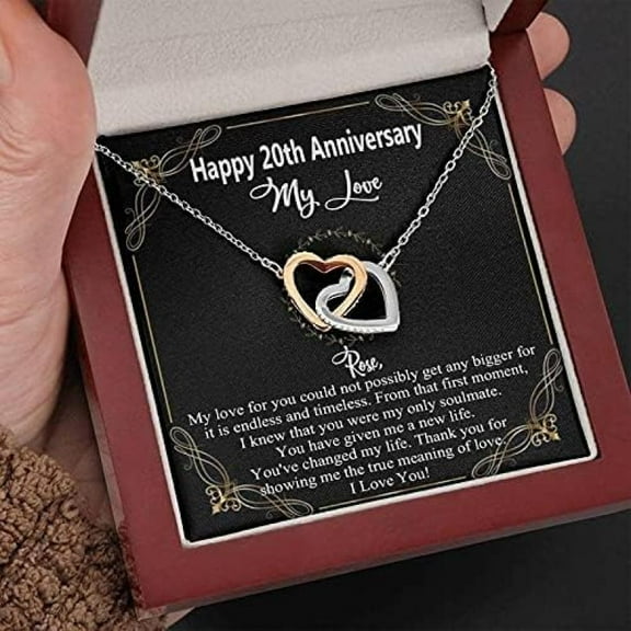 Happy Anniversary 20th Wedding Anniversary, Necklace Gifts for Wife, Interlocking Hearts Necklace, Anniversary for Wife from Husband My love for you could not possibly get any biggest