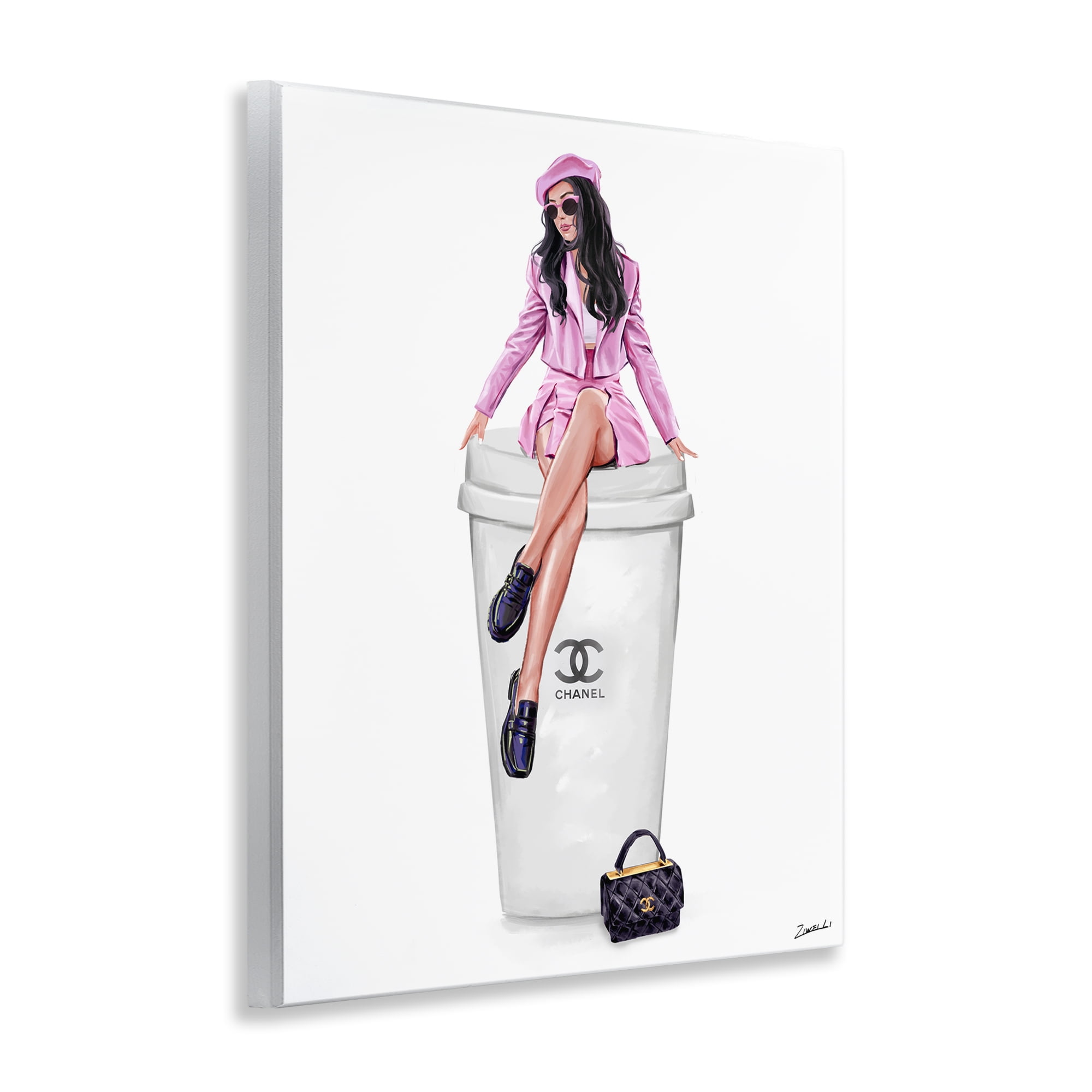Stupell Industries Chic Fashionista Atop Coffee People Painting Unframed Art Print Wall Art, 11 x 14