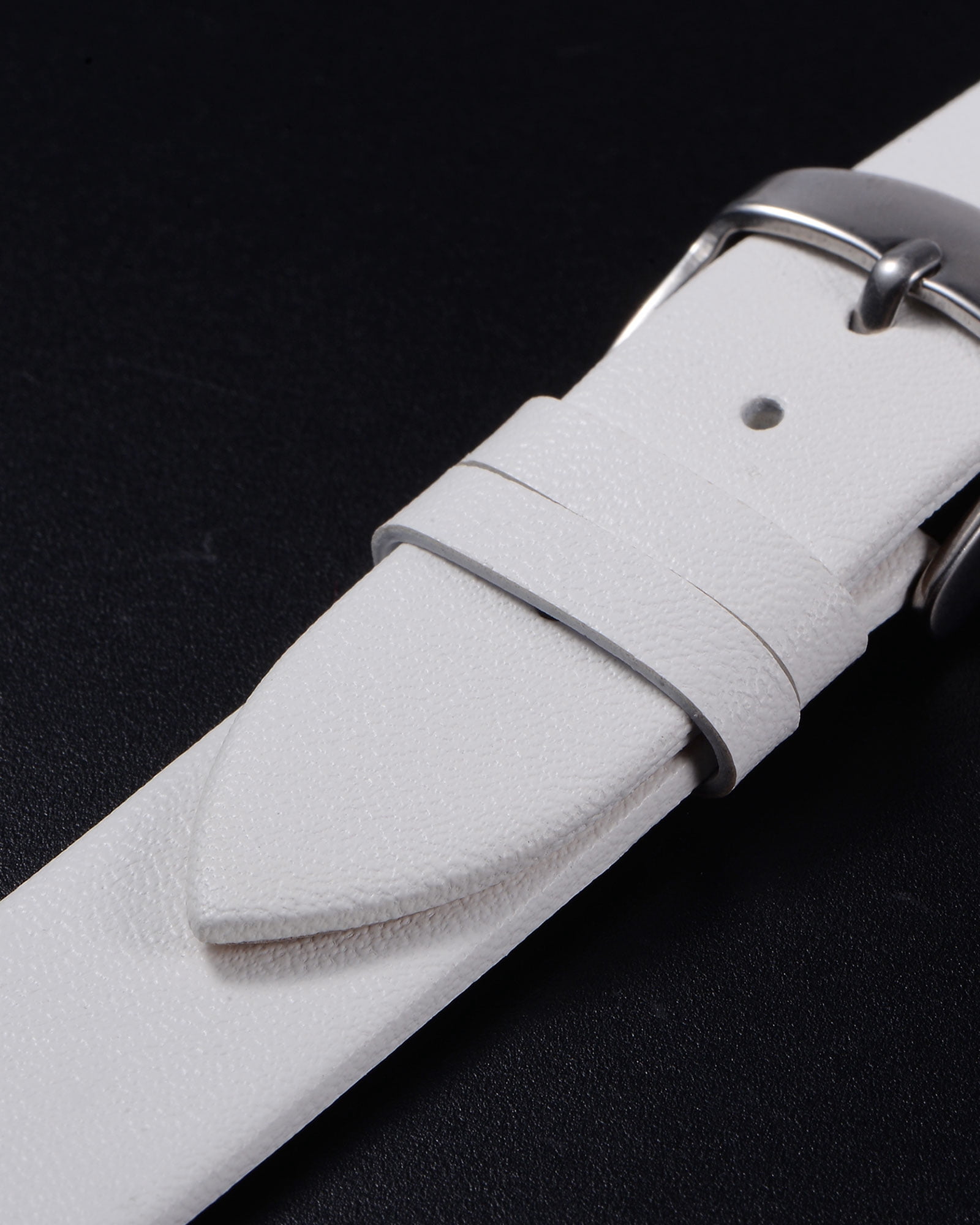 Unique Bargains Multi-sizes Genuine Leather Band Flat Thin Elegant Leather Watch Strap  20mm White Band with Silver Buckle