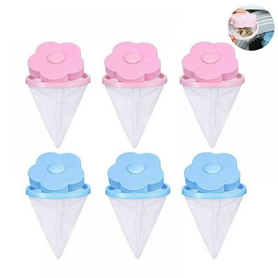 4 Pieces Reusable Washing Machine Lint Catcher Household Washing Machine Lint Mesh Bag Hair Filter Net Pouch Washer Hair Catcher (Blue, Pink)