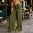thumbnail image 4 of Women's Summer Cotton‑Linen Harem Pants Solid‑Color Drawstring Elastic Waist Loose Casual Long Trousers with Side Pockets Army Green XL(XL), 4 of 6