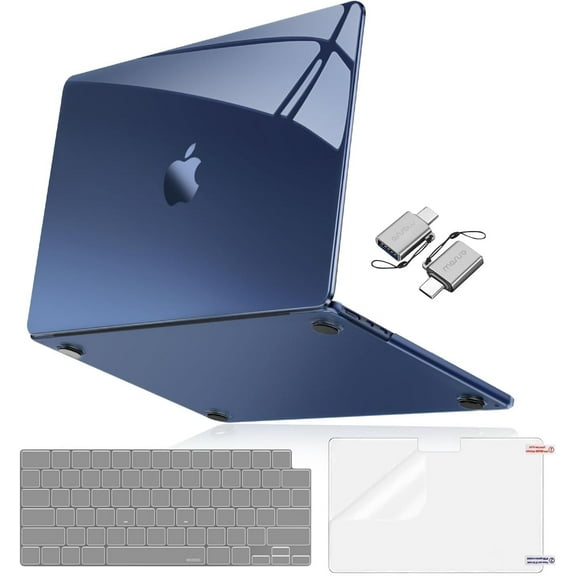 Mosiso Compatible with MacBook Air 13 inch Case 2025-2022 M4 A3240 M3 A3113 M2 A2681, Surpass Natural Beauty Hard Shell&Keyboard Cover&Screen Film&Type C for MacBook Air 13.6 inch, Crystal Midnight