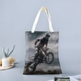 thumbnail image 2 of Dirty Motocross Dirt Bike Bolso de tela con estampado de lienzo para mujer, bolsa de compras reutilizable y estética, con cremallera interior, regalo para mujer,40*40cm., 2 of 6