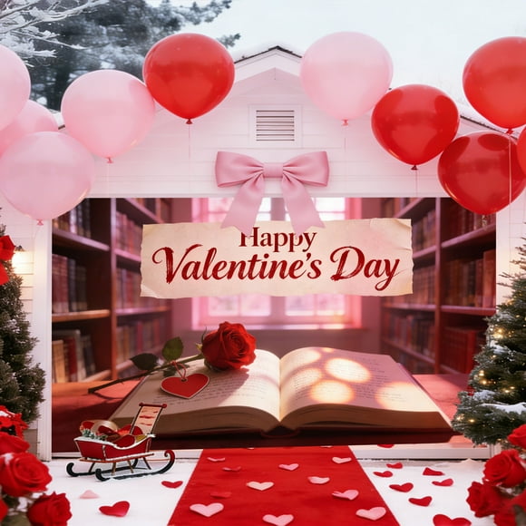 BotaniNest Happy Valentines Day Garage Door Cover Hearts Happy Valentine's Day Garage Door Background Party Phoyography Party For Bridal Shower Wedding