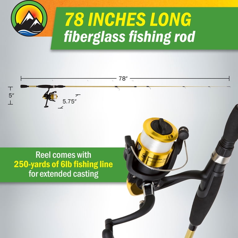 Wakeman, Fishing Rod and Reel Combo, 78-Inch Medium Action, Gold