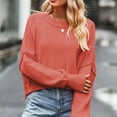 thumbnail image 2 of MIUOWANP Pullover Sweaters for Women Fall Women's Fashion Loose Large Size Color Long Sleeve Sweater Tops Watermelon Red S, 2 of 5