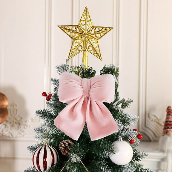 Pink Velvet Christmas BowsExtra Large Plush Velvet Bows Burgundy Christmas Velvet Bows Tree Topper For Christmas Tree, Pink Oversized Christmas Tree Topper Bow For Wreaths