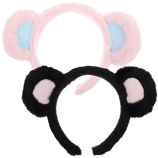 2 diademas esponjosas de animales para festivales, fiestas, lindas orejas de oso, para cosplay y maquillaje, ideales para el cuidado de la piel de las mujeres, ideales para lavado facial y spa.