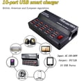 thumbnail image 2 of Injueey 10/12 puertos USB 5V 12A Estación carga universal Adaptador corriente Cargadores de dispositivos electrónicos específicos 10 puertos y negro Enchufe de EE. UU., 2 of 6
