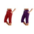 thumbnail image 1 of (2-Pack) Rinsvye Women'S Slim Fit Capris Pure Color Mid-Length Trousers Stretchy Work Pants Comfortable -Pants Casual Wear, 1 of 5