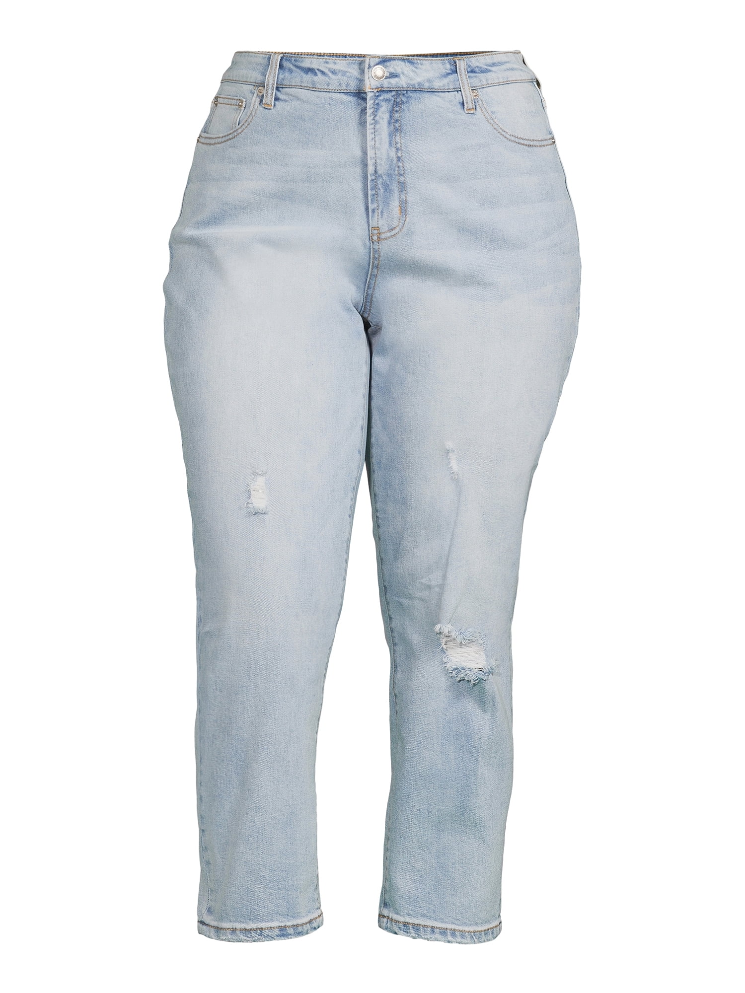 O A T New York Women's Plus Size Destructed Crop Jeans