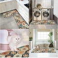 thumbnail image 6 of Moroccan Boho Anti-Fatigue Kitchen Rug Set of 2 Teal Floral Farmhouse Vintage Cushioned Kitchen Floor Standing Mat Waterproof Non-Slip Kitchen Mat and Rugs PVC Ergonomic Comfort Foam Rug, 6 of 6