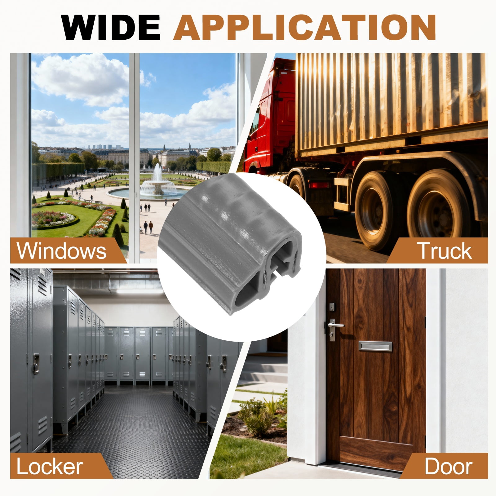 Door Weather Stripping 6.5FT, 14mm W x 13mm H EPDM Car Door Rubber Edge Trim Seal Strip Gasket with Side Bulb Fit 1mm to 3mm Edge for Electrical Cabinet Cars Boat RVs Truck, Gray