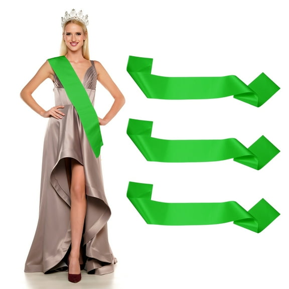 Uxcell Satin Sash, Blank Sash, Pageant Ribbon for Beauty Pageant Party Wedding DIY Decorations 3 Pack & Green