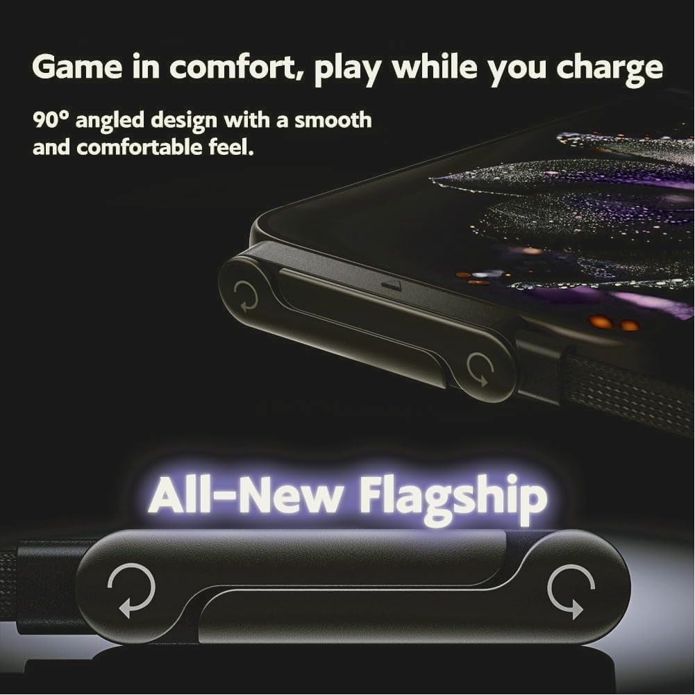 240W Braided Fast Charge Cable with Built-in Phone Stand, 2-in-1 Invisible Holder Charger Cable – 240W Fast Charging Cord with Built-in Sideways Phone Charger USB C, Side Charger Type C
