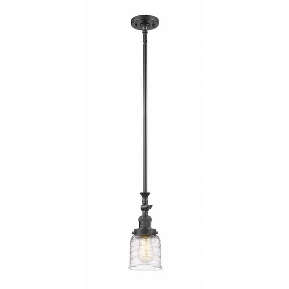 206-OB-G513-Innovations Lighting-Bell - 1 Light Stem Hung Tiltable Mini Pendant In Industrial Style-14 Inches Tall and 5 Inches Wide-Oil Rubbed Bronze