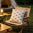 thumbnail image 5 of Floral Throw Pillow Set, 18"x18" Brown Striped Boho Linen Cushion, Vintage Block Print Farmhouse Decorative Pillow for Indoor Outdoor Couch Sofa Bed Home, 5 of 6