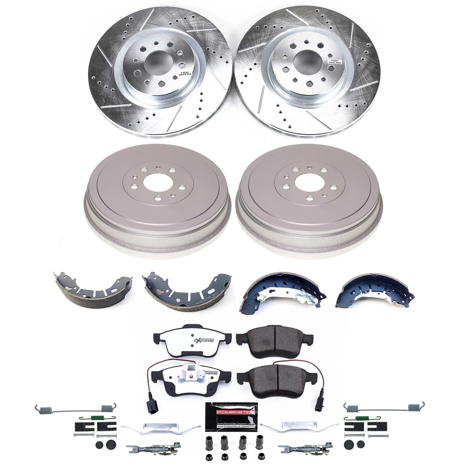 PowerStop Front and Rear Z36 Truck & Tow Brake Pad Rotor Drum and Shoe Kit Fits: Select Models K15491DK-36