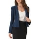 thumbnail image 4 of Blazer corto INSPIRE CHIC para trabajo con cuello de solapa, mangas largas, volantes, chaqueta casual de oficina S azul oscuro, 4 of 6