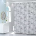 thumbnail image 4 of Modern Waterproof Shower Curtain Set | Gray Polyester Fabric with Weighted Hem | 180x100cm (70x39 inches) | Includes 8 Hooks | All-Season Bathroom Decor & Room Divider, 4 of 7