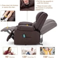 thumbnail image 4 of YODOLLA Leather Recliner Chair with Massage Heated Function, Home Theater Seating Sofa Brown, 4 of 9