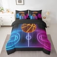 thumbnail image 2 of 7 Piece Basketball Full Bed in a Bag Sports Bedding Sets Teen Basketball Lover Comforter Set with Sheets Sports Game Themed Bed Set Ball Game Decor Sheets, 2 of 5