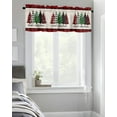 thumbnail image 4 of Merry Christmas Trees Curtain Valance, Xmas Tree Winter Red Black Buffalo Check Plaid Short Rod Pocket Window Treatment for Living Room, Bedroom, Kitchen, Bathroom, 1 Panel, 54" X 18", 4 of 6